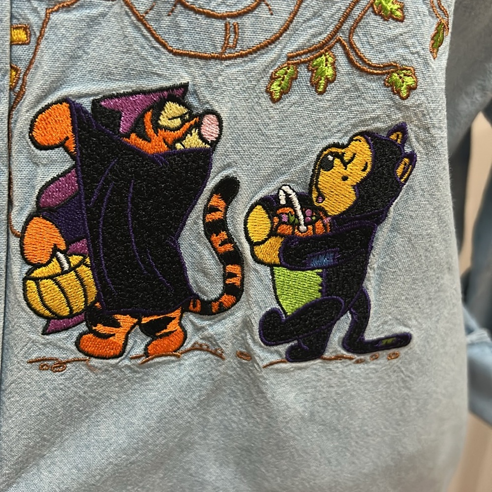 Vintage Disney Halloween Embroidered Denim Button Down - Picture 5 of 12